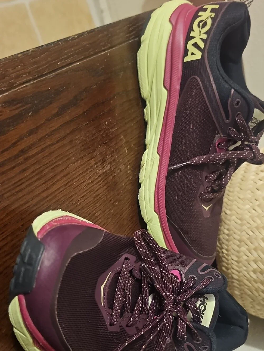Hoka One One Women's Plum and Pink Trail Running Shoes
